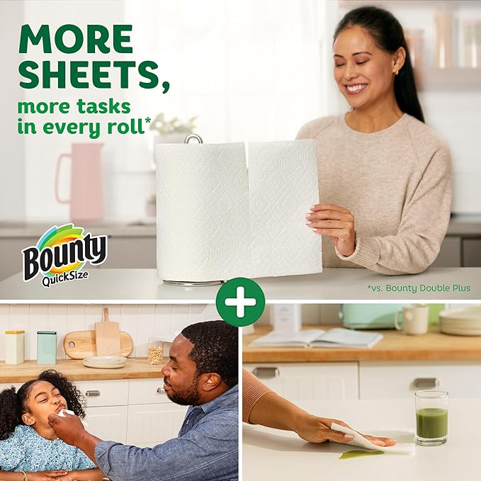 Bounty Quick-Size Paper Towels, White, 12 Family Triple Rolls = 36 Regular Rolls - Image 4